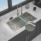 Gray Double Bowl Kitchen Sink with Durable Stainless Steel - Dual Mount