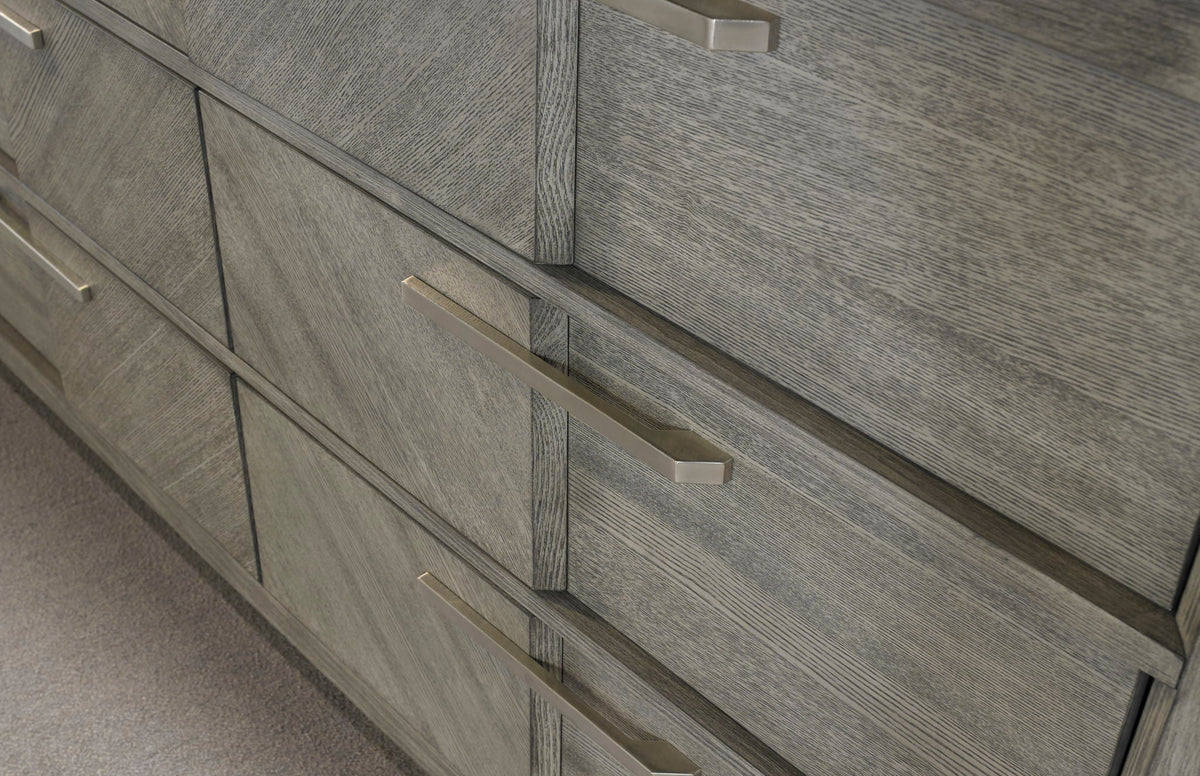 6 Drawer Dresser with Book Matched Veneers - Gray