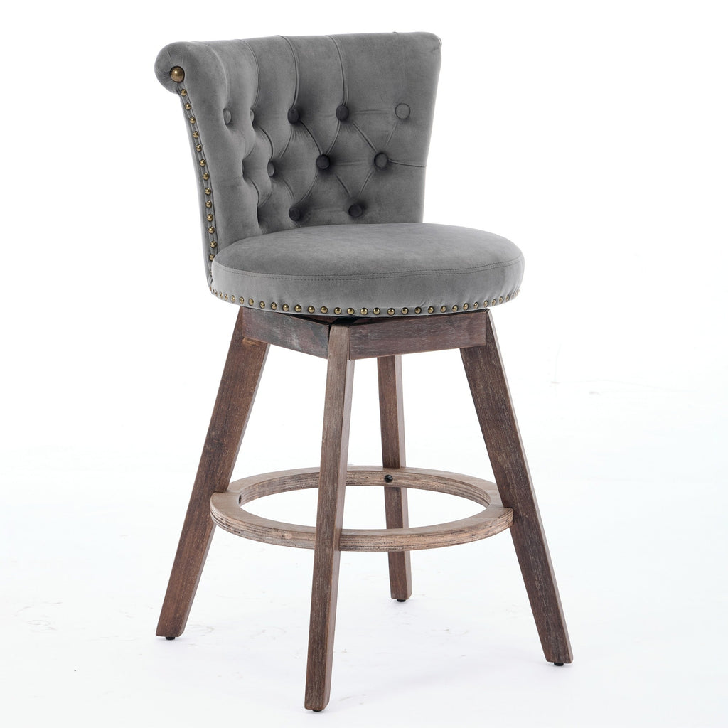 26" Counter Height Bar Stools with 360° Swivel - Gray