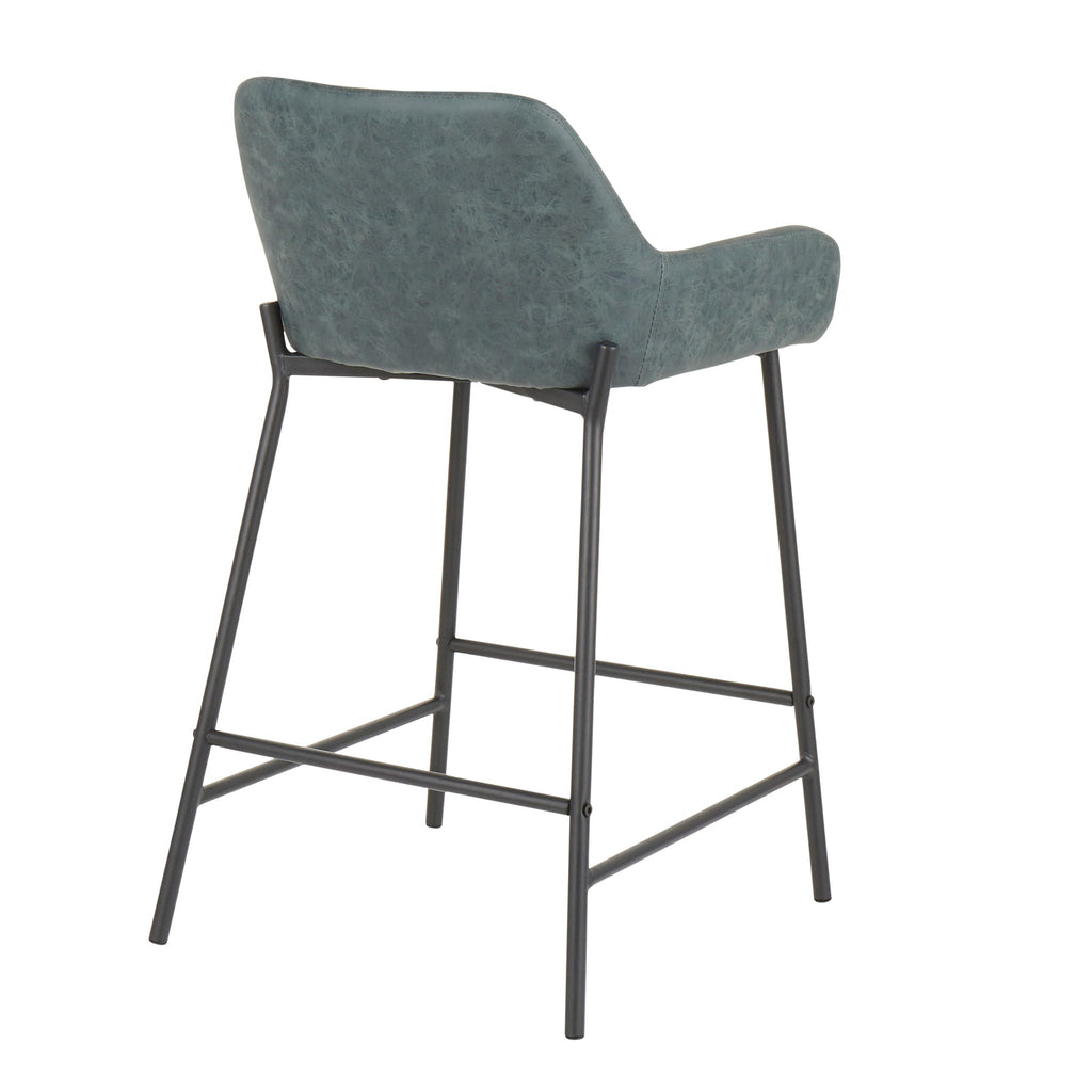 Industrial Fixed Height Counter Stool Set with Upholstered Seat - Multiple Colors