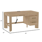 Tan Wood Writing Desk with Spacious Surface - 58 Inch