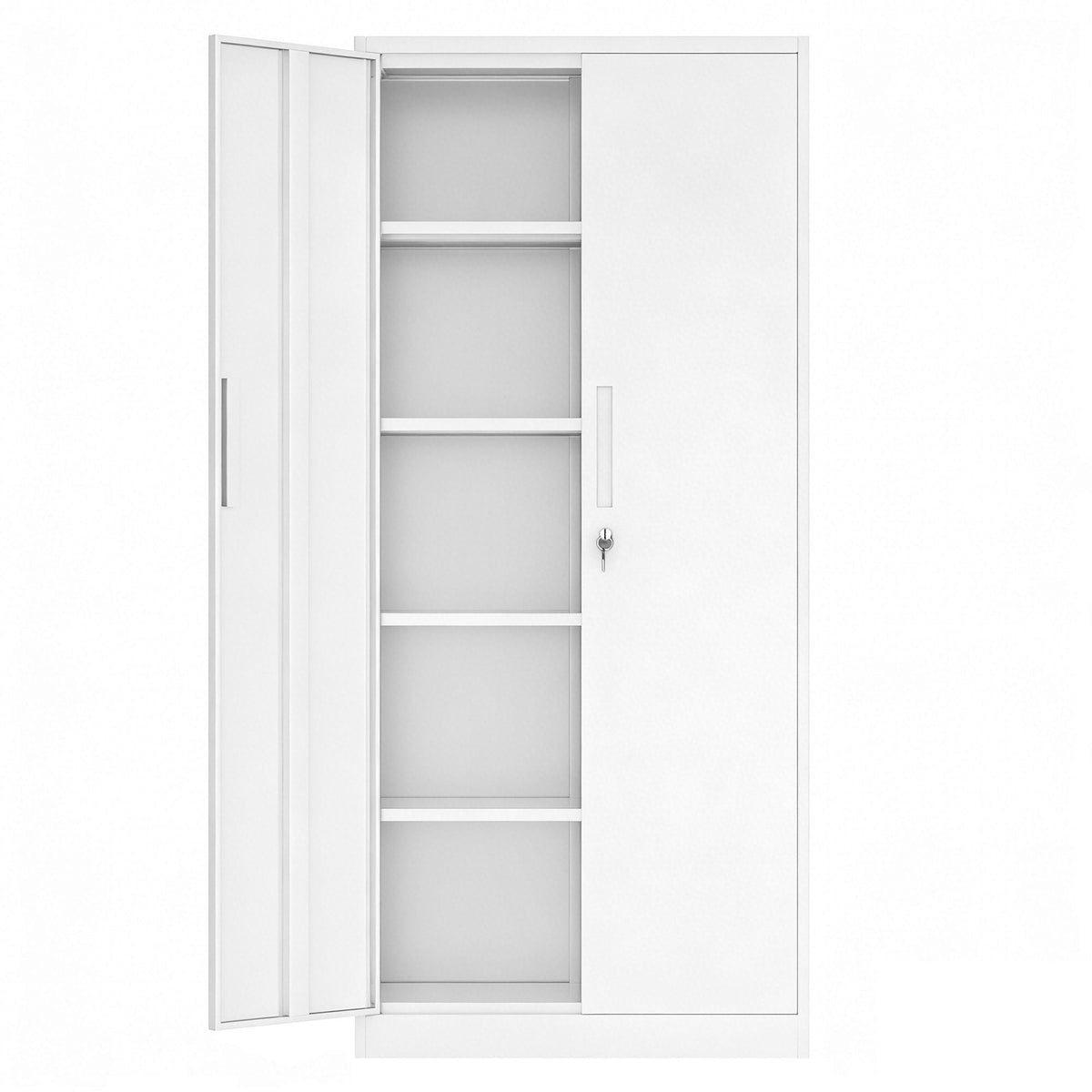 Steel Garage Storage Cabinet with Adjustable Shelves and Lock – Black or White