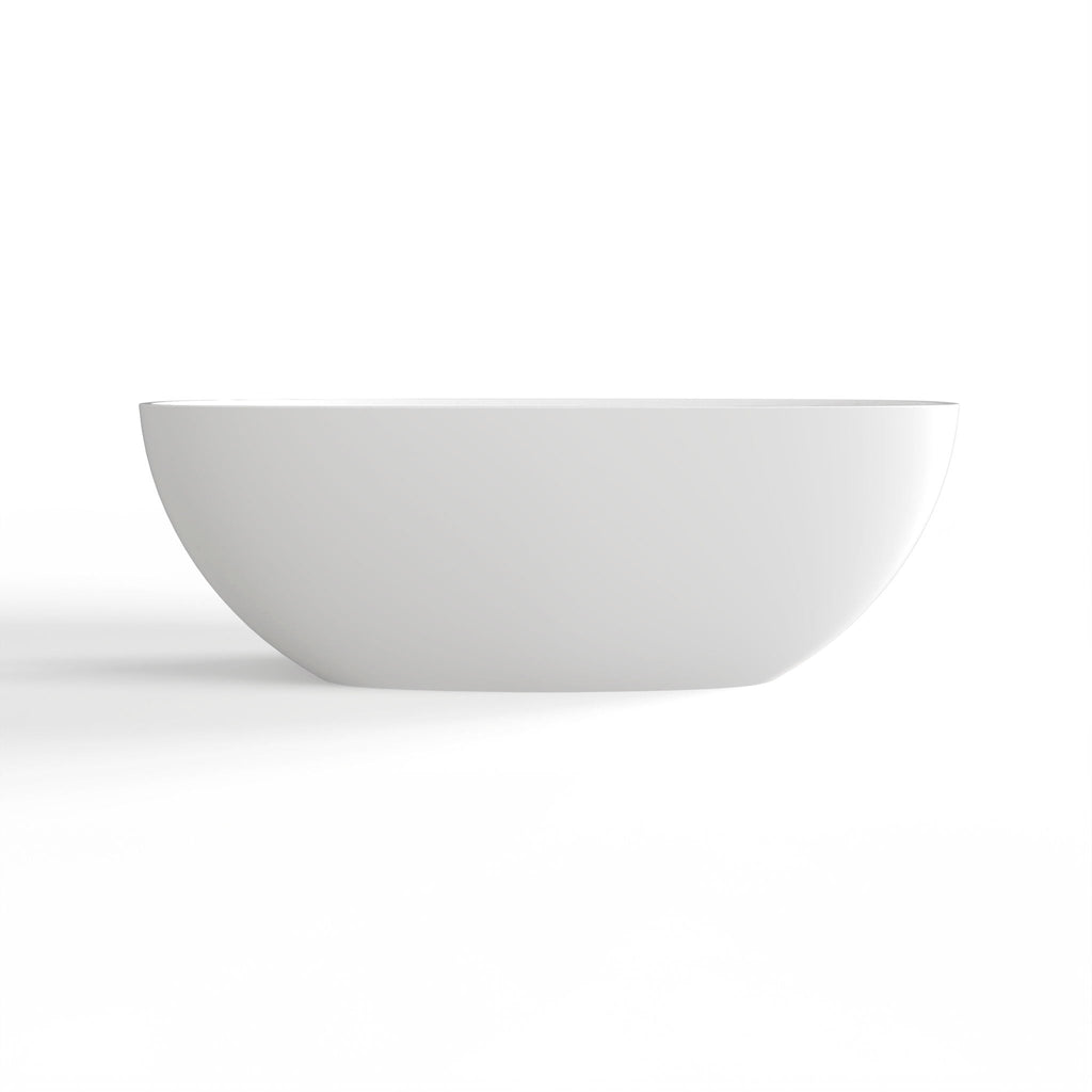Matte White Freestanding Soaking Bathtub with Ergonomic Design - Solid Surface