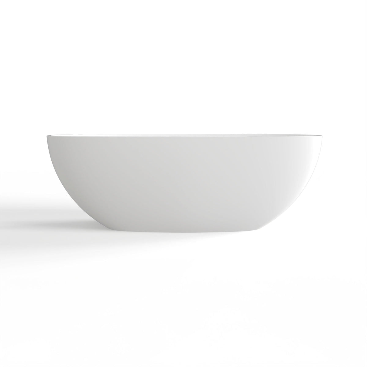 Matte White Freestanding Soaking Bathtub with Ergonomic Design - Solid Surface