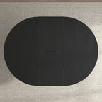 Expandable Oval Farmhouse Dining Table with Removable Leaf and X-Shaped Base - Black