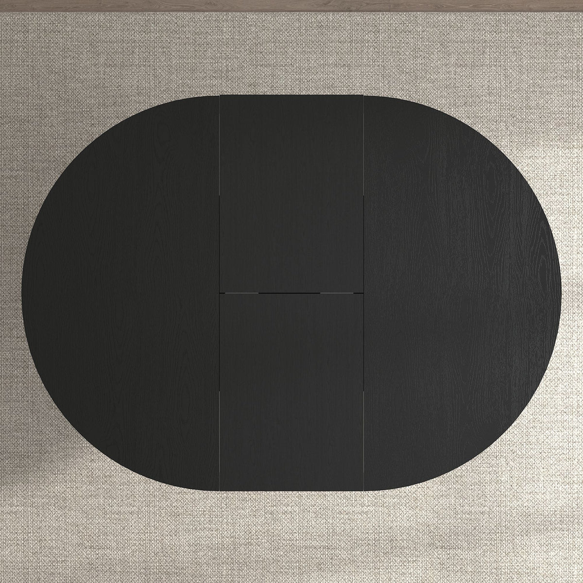 Expandable Oval Farmhouse Dining Table with Removable Leaf and X-Shaped Base - Black