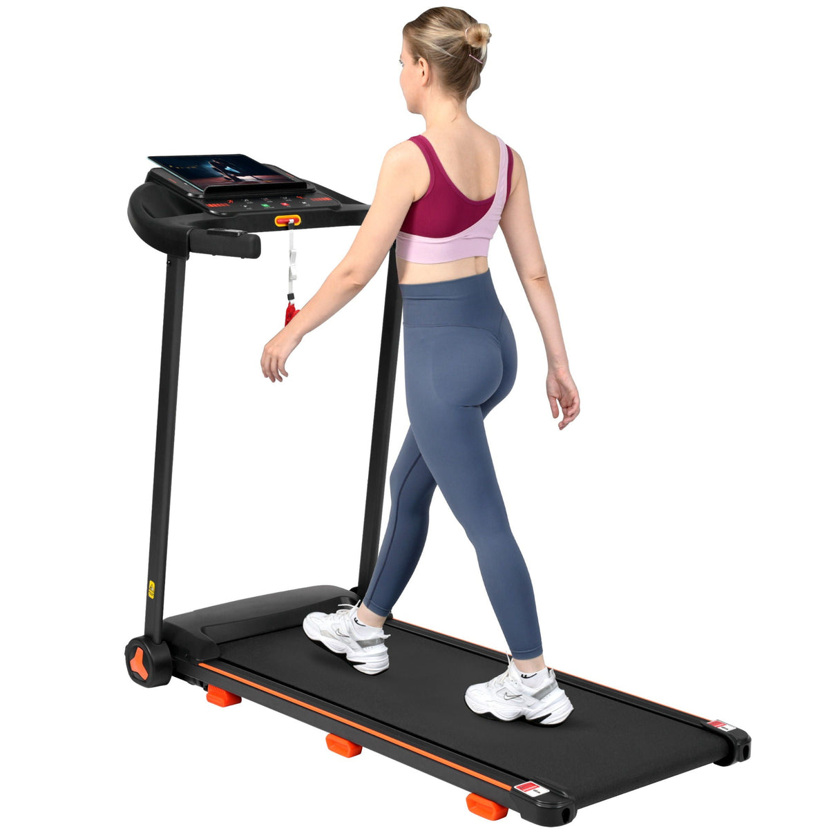 2.5Hp Quiet Folding Treadmill with Heart Rate Sensor - Black