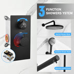 10" Shower System Set with Control Valve – Solid Brass – Gold or Black