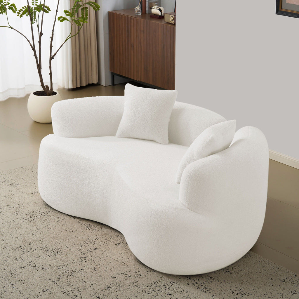 Modern Curved Loveseat with Medium-Firm Cushion - Gray or White