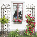 Rustproof Metal Garden Trellis Set with Reliable Plant Support - Brown