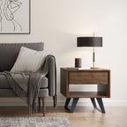 Handcrafted Acacia End Table with 1 Drawer - Light Brown, Dark Gray, or Dark Brown