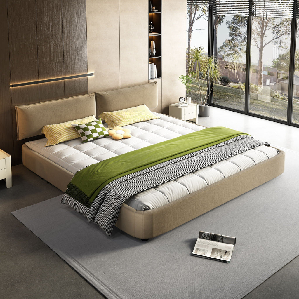 Cloud Bed Frame with Oversized Padded Movable Headboard - King