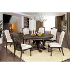 Elegant Round Dining Set with Upholstered Chairs - Dark Brown or White
