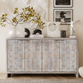 Farmhouse Style Wooden Sideboard with Adjustable Shelves - Light Brown