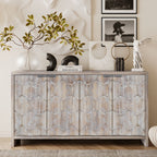 Farmhouse Style Wooden Sideboard with Adjustable Shelves - Light Brown