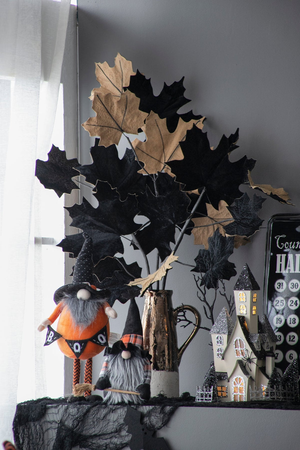 10.6"H Halloween Gnome Decor Set of 2 with Handcrafted Detail - Orange