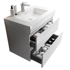 Modern Floating Bathroom Vanity with Large Storage - White or Black