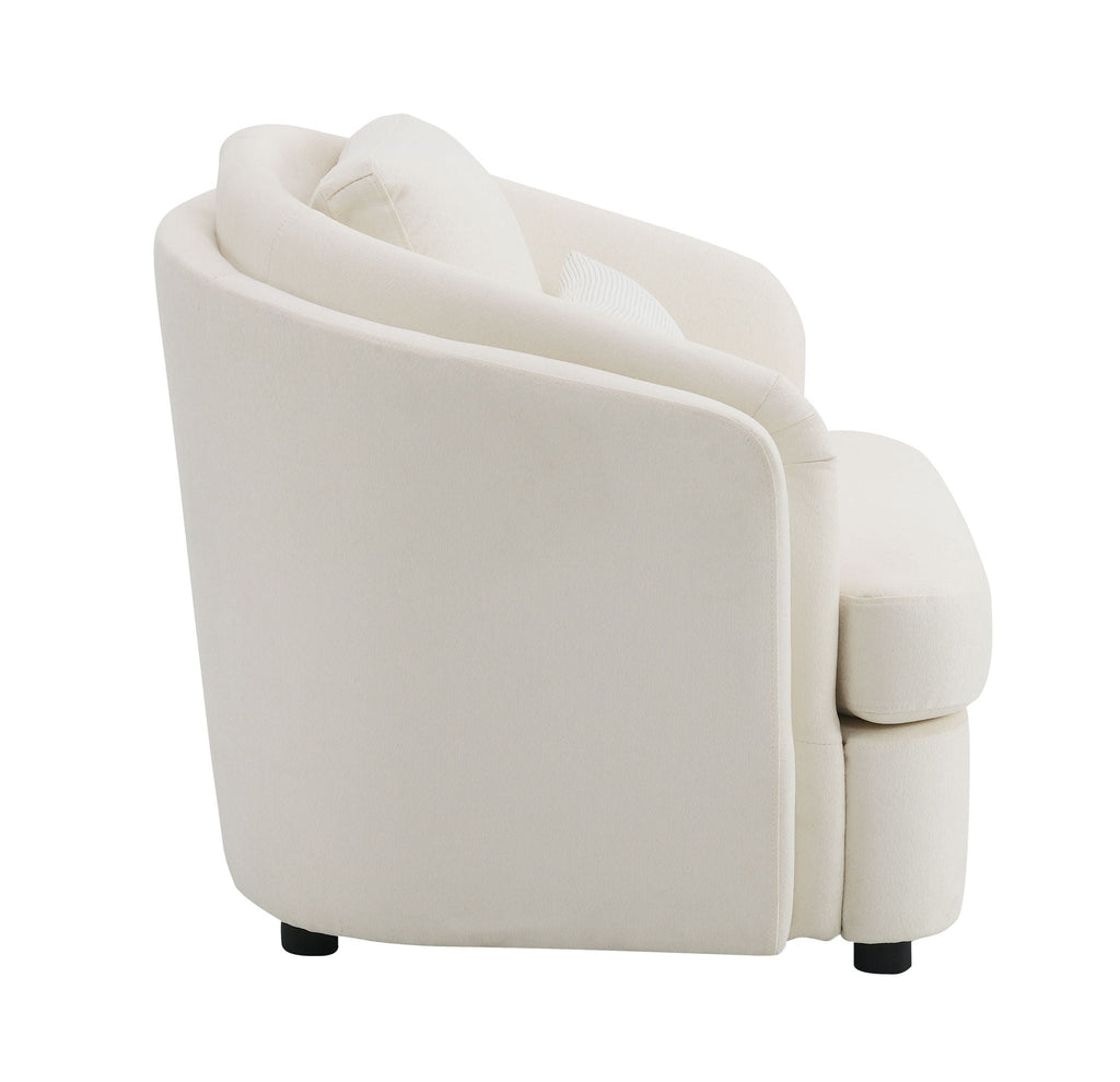 Beige Linen Arm Chair with Toss Pillow - Mariko Collection