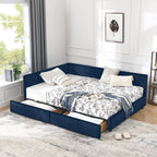 Mid-Century Storage Upholstered Tufted Bed Frame with Backrest and Armrests - Multiple Colors