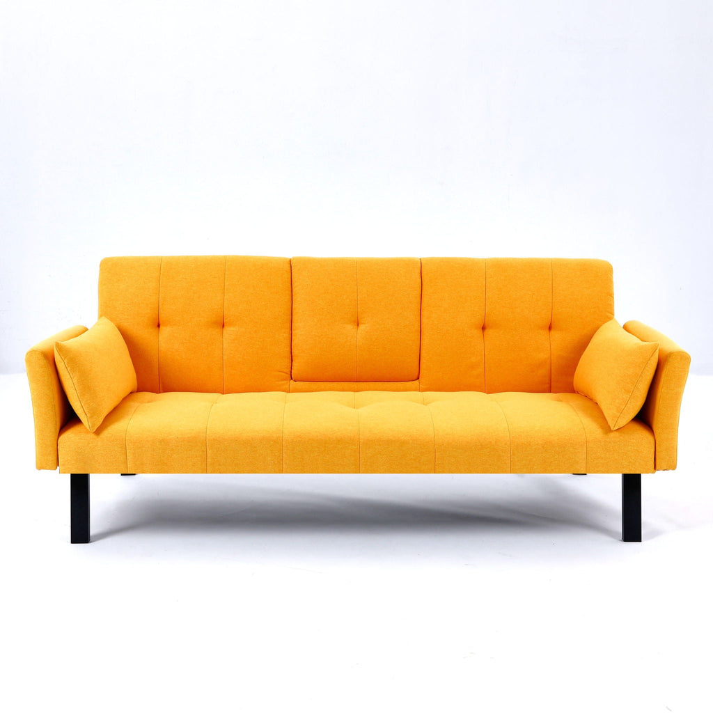 Foldable Sofa Bed with Cup Holder and Solid Wood Frame - Multiple Colors