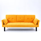 Foldable Sofa Bed with Cup Holder and Solid Wood Frame - Multiple Colors