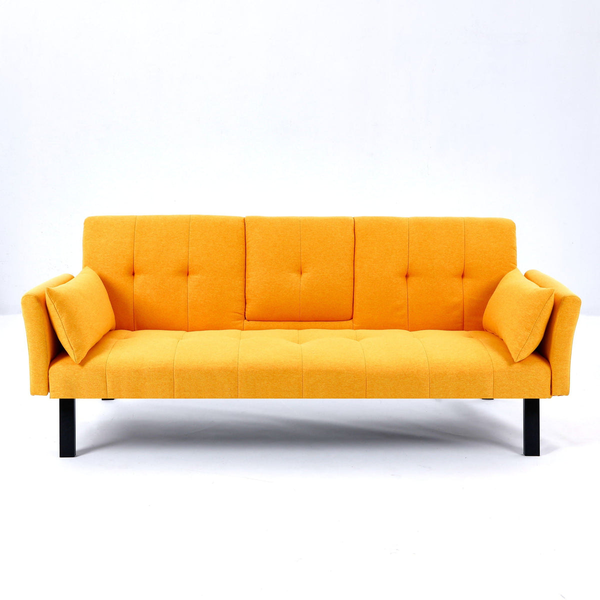 Foldable Sofa Bed with Cup Holder and Solid Wood Frame - Multiple Colors