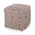 Handcrafted Fabric Accent Pouf with Rustic Elegance - Multicolor