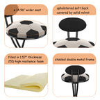 Upholstered S-shaped Barstools Set of 2 with Velvet Football Print - Black