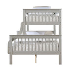 Twin Over Full Bunk Bed with Secure Ladder and Slat System - Dark Red or Gray