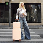 Beige 2-Piece Spinner Luggage Set with Hard Shell - Beige