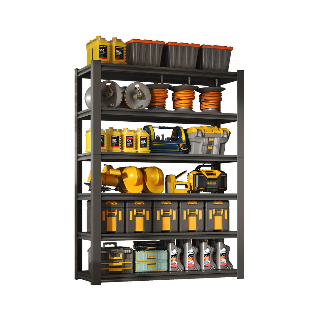 Heavy Duty Metal Garage Shelving Unit with Adjustable Shelves - Black