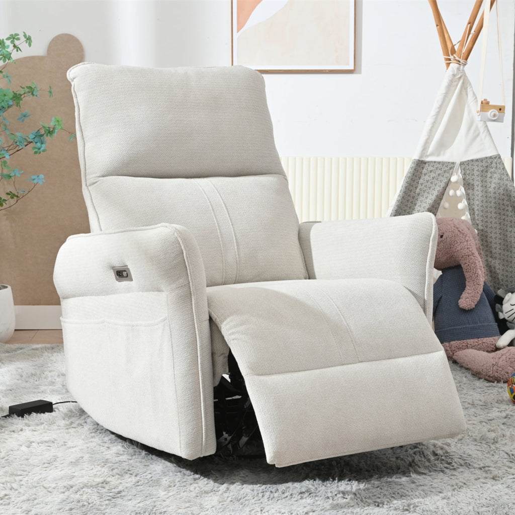 270° Power Swivel Rocker Recliner Chair, Light Gray