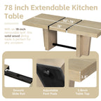 Farmhouse Extendable Wood Dining Table Set for 6 with Upholstered Seating - Natural Wood