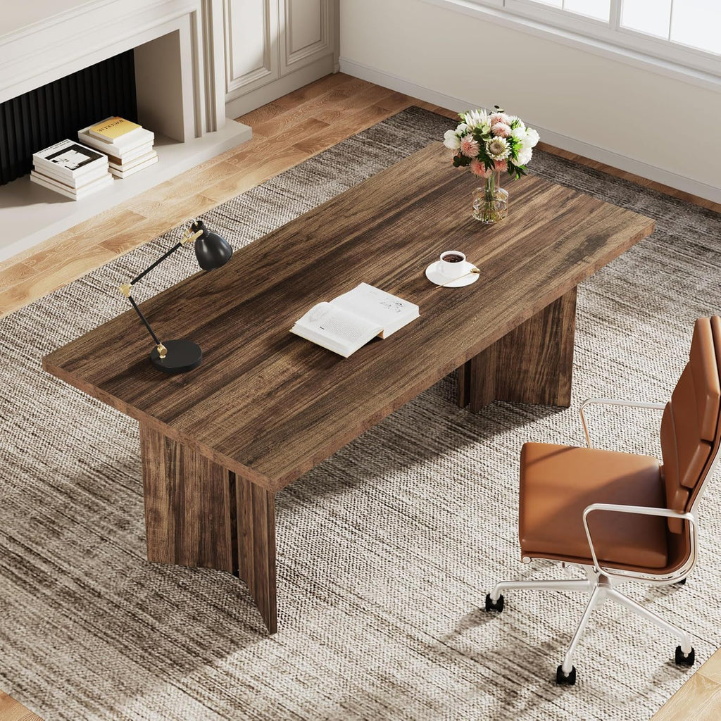 Vintage Executive Desk with Thickened Tabletop – Light Brown or Dark Brown