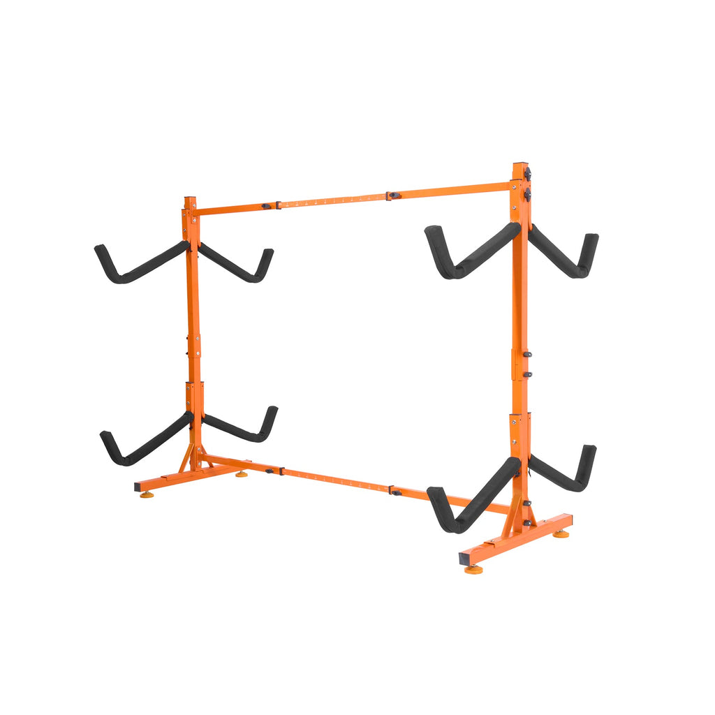 Freestanding Kayak Storage Rack with Adjustable Width - Orange or Natural