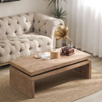 Rectangular Coffee Table with Modern Floating Top Design - Light Brown or Black