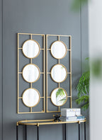 Rectangular 3-Piece Wall Mirror with Iron Frame - Gold or White