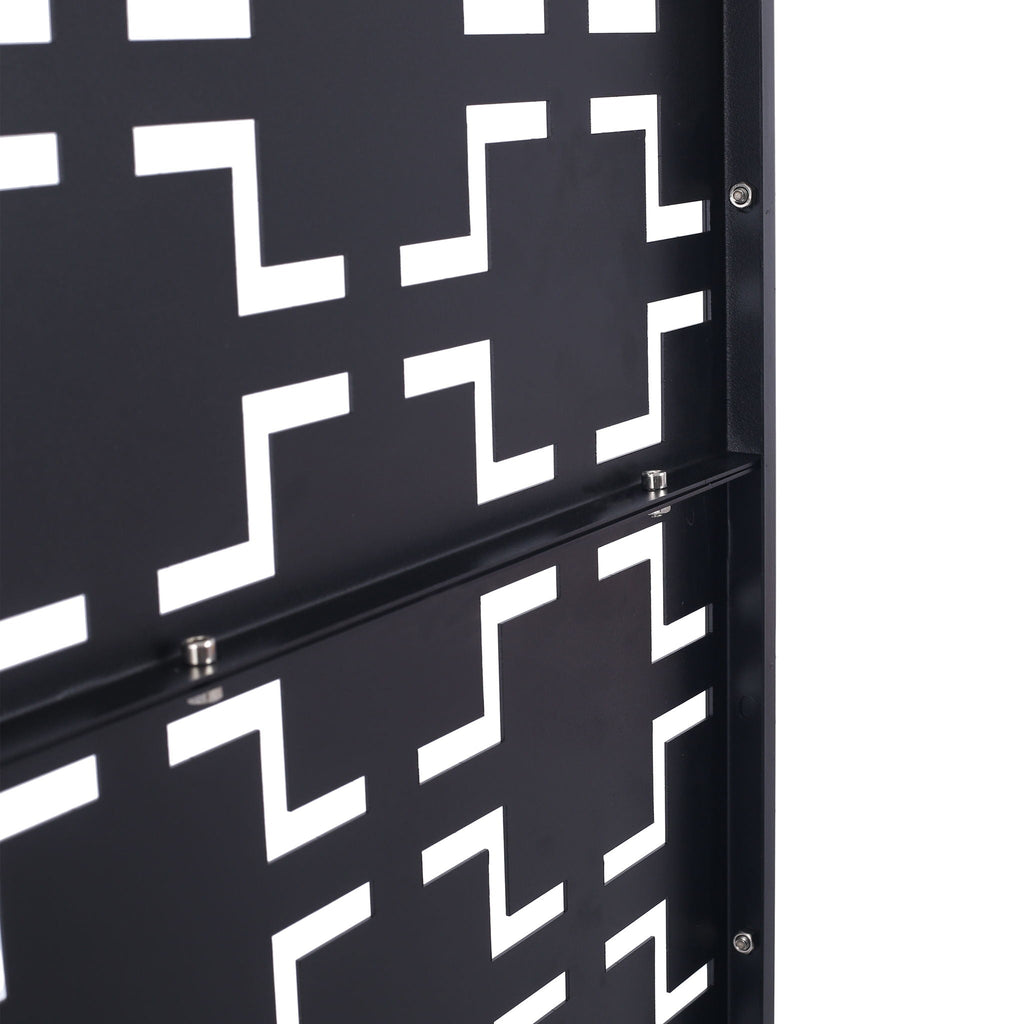 Black Metal Room Divider Privacy Screen with Rust-Resistant Finish