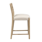Ladder Back Counter Stool Set with Upholstered Seats - Farmhouse Style