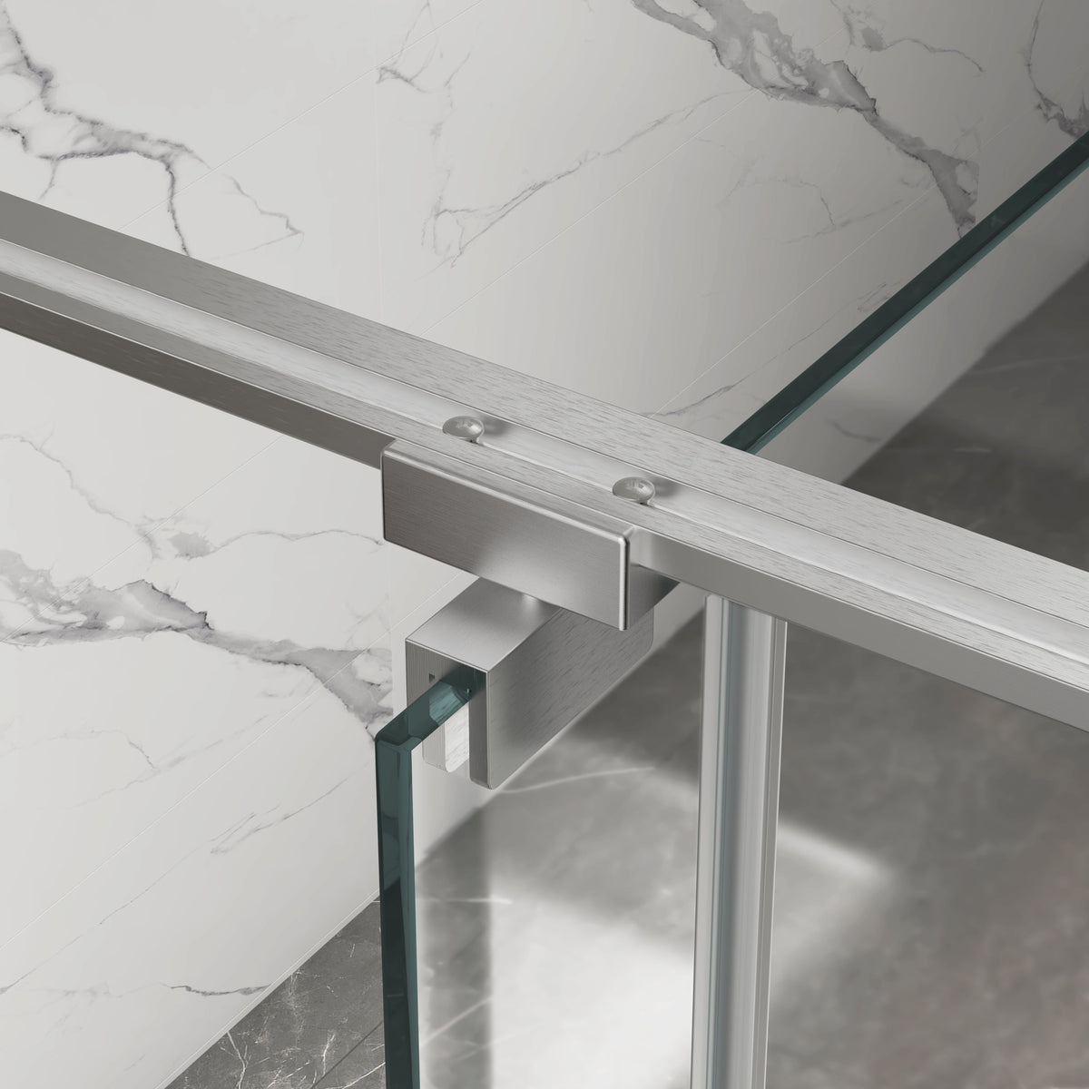 Pivot Shower Door with Tempered Glass and Soft-Close Hinge - Brushed Nickel