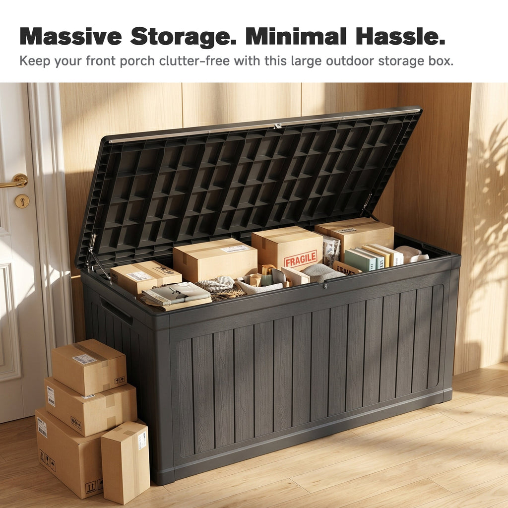 260 Gallon Large Outdoor Storage Deck Box with Lockable Lid - Black