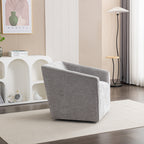 Modern Upholstered Barrel Armchair with 360° Swivel - Gray