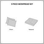 Reversible Bedspread Set with Medallion Quilting - Cream Full/Queen