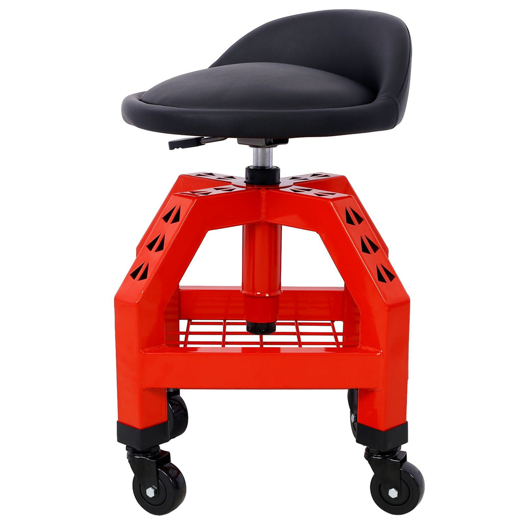 Pneumatic 360 Degree Swivel Creeper Stool with Adjustable Height - Red, Yellow, Green, Dark Gray
