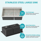Gray Double Bowl Kitchen Sink with Durable Stainless Steel - Dual Mount