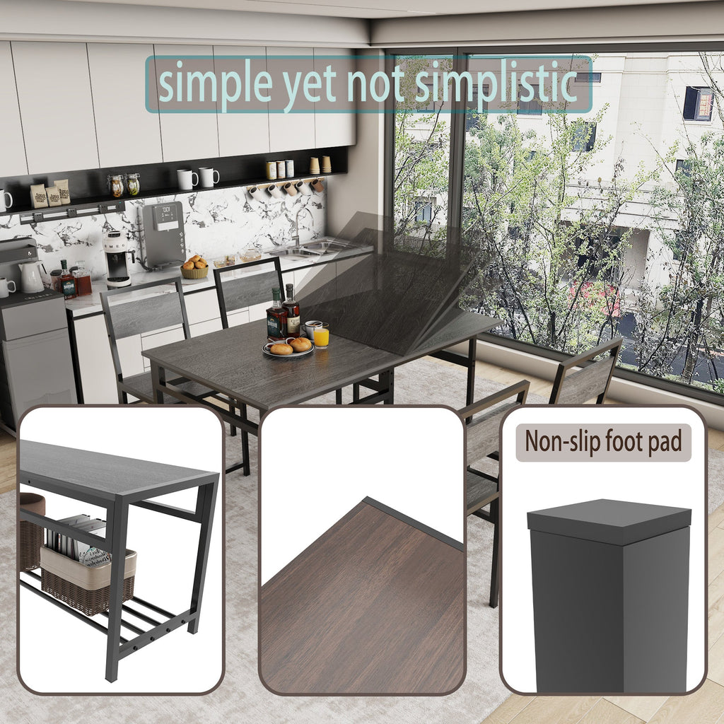 Extendable Dining Table Set with 4 Chairs – MDF and Metal