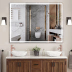 48x36 Inch LED Bathroom Vanity Mirror with Adjustable Lights - Aluminium