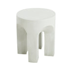 Outdoor Round Top Side Table with Lightweight Concrete Construction - Antique White