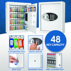 48 Keys Digital Key Cabinet Wall Safe with Keypad Access - White