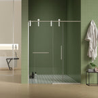 Pearl Silver Sliding Frameless Shower Door with Easy Clean Tempered Glass